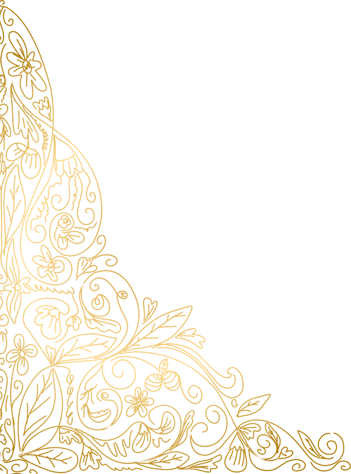 gold abstract doodle corner border